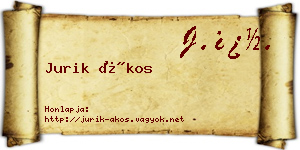 Jurik Ákos névjegykártya
